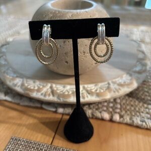 Silver Signed Doorknocker Overal Clip Earrings